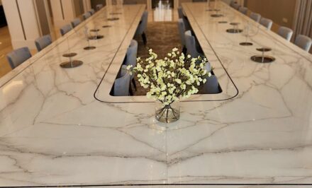 Calacatta Lincoln® white marble.