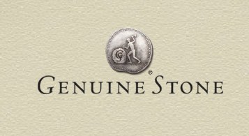 Writing and logo of „Genuine Stone“.