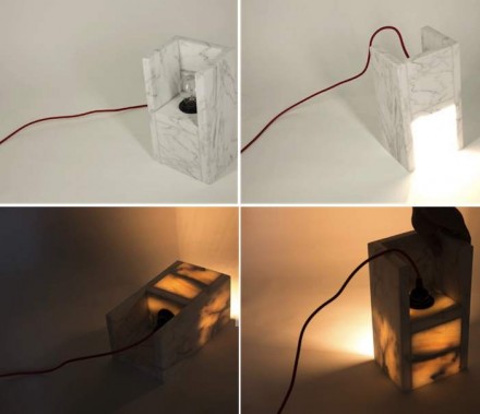 Beim „Dimmer Light“ des griechischen Studios 11.percent Design. Die Lichtstärke der Lampe wird nicht durch einen klassischen Dimmer verändert, sondern indem sie von dem Betrachter weg oder zu ihm hingedreht wird. Fotos: 11percent Design