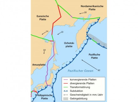 Die Erdplatten rund um Japan. Graphik: Marum, Universität Bremen