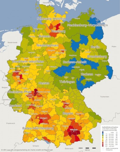 Kaufkraftindex: wo die reichen Deutschen zuhause sind.