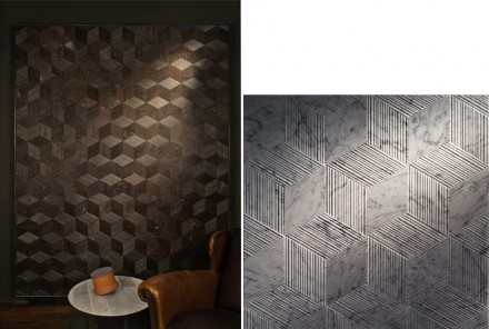 Alfredo Salvatori: „Rombo“ (left: Pietra d’Avola, right: Carrara marble).
