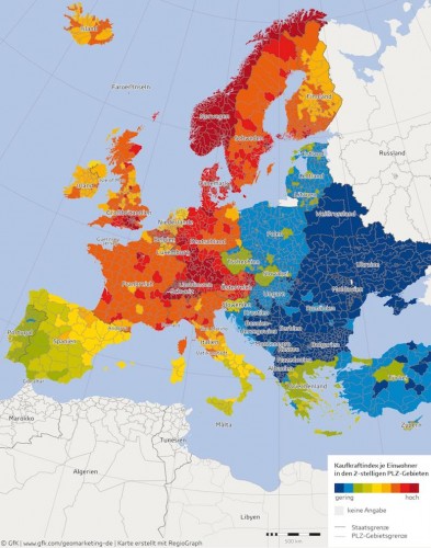 Kaufkraft in Europa.