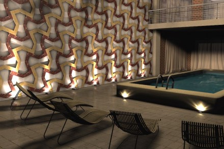 Alex Bonaveri, Gianluca Gandolfi: „Opus“. Variazioni moderne di un mosaico antico, come pensato tempo fa per bagno e wellness.