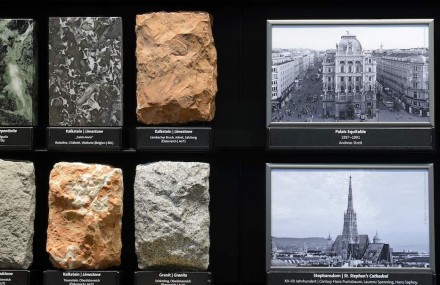 Die Ausstellung des Naturhistorischen Museums zu Bau-, Dekor- und Ziergesteinen. Foto: Naturhistorisches Museum / Kurt Kracher