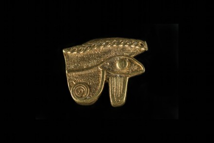 The wedjat-eye of Horus, Ptolemaic Period, Thonis-Heracleion, Aboukir Bay, Egypt. This pendant amulet is the image of the eye of the falcon god Horus, son of Osiris, wounded by his uncle the god Seth, and healed by the powers of the ibis god Thoth. The wedjat, or full eye, is also the symbol of the full moon whose disk becomes a full circle over the course of 14 days, and the symbol of the reconstitution of the body of Osiris, hacked into 14 parts (for the 14 days of the waxing moon). The eye of Horus, symbol of the healing of wounds and the reconstitution of the body is an extremely widespread and popular amulet.