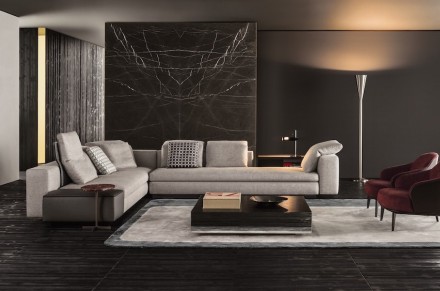 Standdekoration der italienischen Firma <a href="http://www.minotti.com"target="_blank">Minotti</a> mit Naturstein. Foto: Minotti Foto: Minotti