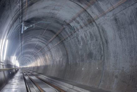 Blick in die Oströhre des Gotthard-Basistunnels. Quelle: Transtec Gotthard