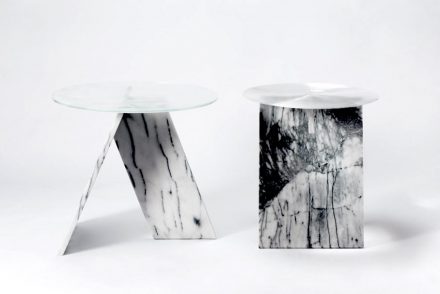 „A Table series”: a minimal design in search of simplicity. The essence of design is supposed to be simple and understandable. But as a designer, I aimed to enrich the viewers' experience and inspire their different perspectives. Designer: Lien Chin-Ho; Manufacturer: Chia-Tai Marble Co., Ltd.; material: Taiwanese white marble, glass.