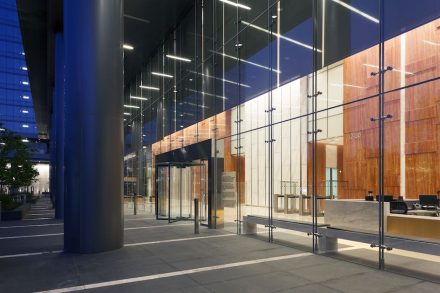 Category Commercial, stone. Project: Energy Center III. Designer: Kirskey Architecture. Installer: Camarata Masonry Systems, Ltd.