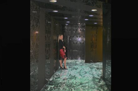 Visitors entered the exhibit through a dark tunnel paved in special stone. Photo: Peter Becker
