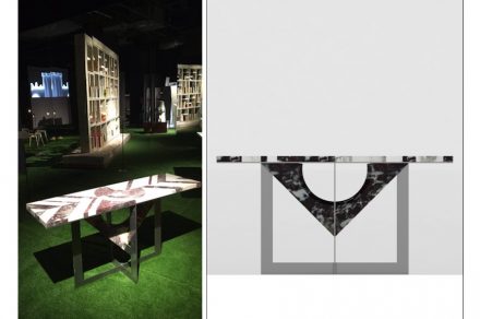 Graniti Marmi Colorati (GMC), Jing Living Furniture Design: table „Break the Symmetry”.