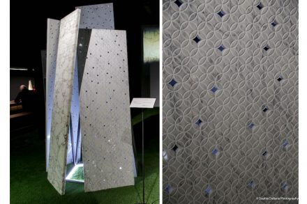 Garfagnana Innovazione, Pietro Carlo Pellegrini (design):
„Trame” will recall emotions, places and imaginations, in the sense of experiences connected to this noble material, in a way to show its intrinsic lightness and plasticity.