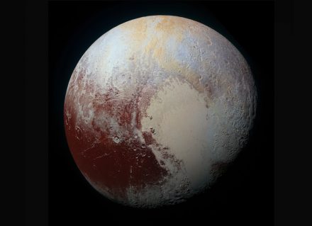 Color image of Pluto, photographed by the Nasa New Horizons spacecraft on 14 July 2015.
