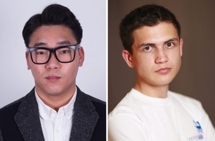 Left: Sangmin Lee, Korea, Bronze Medal stonemasonry; right: Rafael Iakhin, Russia, Bronze Medal stonemasonry.