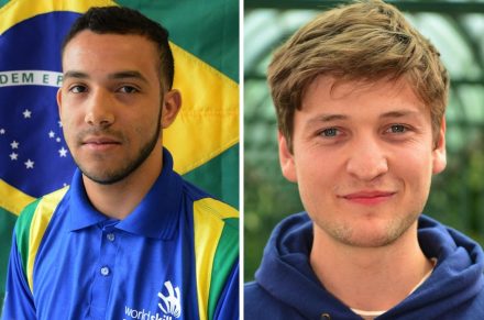 Left: Pablo Paulo, Brazil, Gold Medal stonemasonry; right: Archie Stoke-Faiers, UK, Silver Medal stonemasonry.