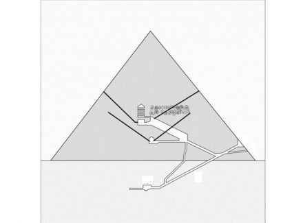 North-south section of the Great Pyramid showing the hyothetical „huge void“ and the narrow shafts. Source: Giulio Magli