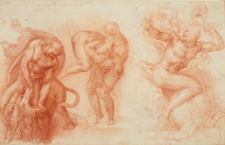 „Three Labours of Hercules“, Michelangelo, 1530–33.
Drawing, red chalk. Royal Collection Trust / © Her Majesty Queen Elizabeth II.