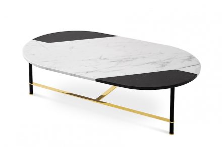 <a href="http://www.gallottiradice.it/"target="_blank">Gallotti&Radice</a>: Beistelltisch „Cookies“ mit Platte aus Marmor Bianco Statuario und Nero Marquinia.