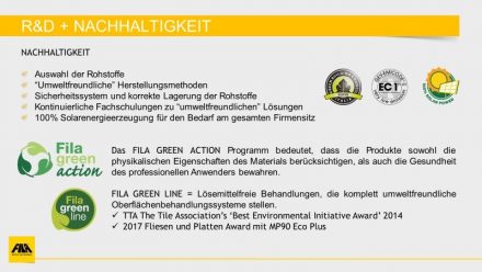 FILA: Research & Development (Forschung und Entwicklung) für Nachhaltigkeit.