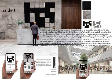 Students, Category decorative products, Honorable Mention: Emine Yildirim (Erciyes University): „Code0“. Information accessible through the QR-Code.