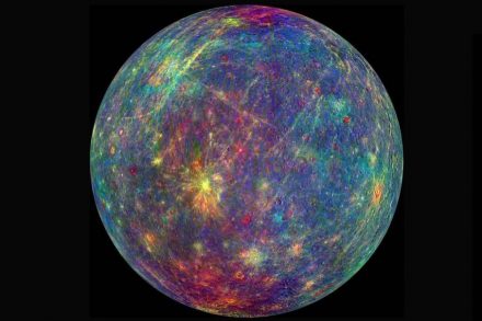Though Mercury may look drab to the human eye, different minerals appear in a rainbow of colors in this image from NASA's Messenger spacecraft. Source: NASA/Johns Hopkins University APL/Carnegie Institution of Washington