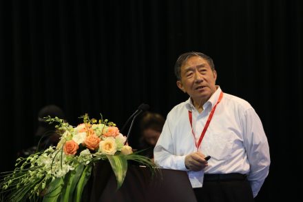 Zou Chuansheng giving his presentation at the World Stone Congress during the Xiamen Stone Fair 2018.