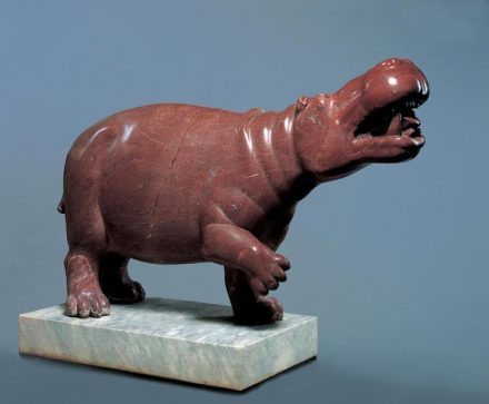 Hippopotamus, 2nd century, Roman, Rosso antico, Object: H: 77 x W: 120 x D: 38 cm (30 5/16 x 47 1/4 x 14 15/16 in.) Ny Carlsberg Glyptotek, Copenhagen. Photo: Ole Haupt