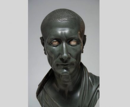 The Green Caesar, unknown artist, 1st century B.C.–1st century A.D., Roman, Green slate, Object: H: 44 x W: 26 x D: 25 cm (17 5/16 x 10 1/4 x 9 13/16 in.). Source: bpk Bildagentur / Antikensammlung, Staatliche Museen zu Berlin - Preussischer Kulturbesitz / Art Resource, NY