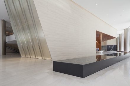 CID-Awards: Installation category, Commercial Stone. Project: 609 Main. Installer: Camarata Masonry Systems, Ltd. Location: Houston, TX.