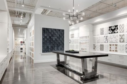 CID-Awards: Design Category, Commercial Stone. Project: Kitchen and Bath Design Showroom. Designer: Empire Kitchen & Bath. Location: Calgary, Alberta, Canada.