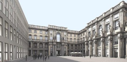Der Schlüterhof, wie er einmal aussehen soll. Rendering: Stiftung Humboldtforum im Berliner Schloss