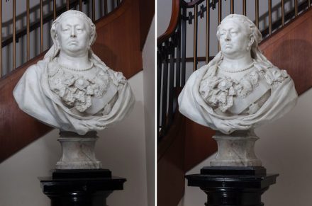 Marble bust of Queen Victoria by Sir Albert Gilbert.