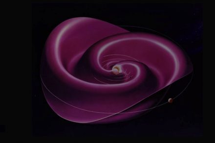 The Sun's magnetic field, which is embedded in the solar wind, permeates the entire solar system. The current sheet - where the magnetic field changes polarity - spirals out from near the solar equator like a wavy skirt around a ballet dancer's waist.