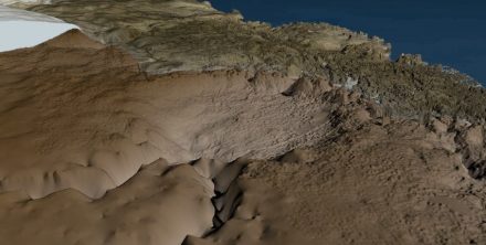Die Topograhie unter dem Hiawatha-Gletscher.