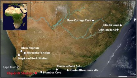 Location of the Klipdrift Shelter and other South African Howiesons Poort sites. Source: Katja Douze