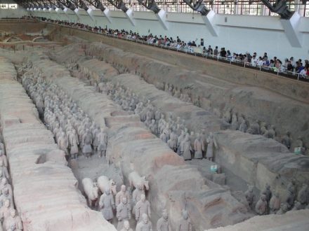 The Terracotta Warriors protecting the Qin Mausoleum's east front.