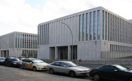 Entrance building to BND headquarters in Berlin.