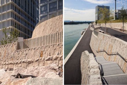Die Neue Uferpromenade am Rhein in Basel.
