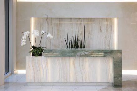 CID-Awards: Commercial Stone Installation. Project: Concord Plaza. Installer: Pennacchio Tile, Inc. Location: Concord, CA.