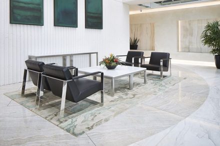 CID-Awards: Commercial Stone Installation. Project: Concord Plaza. Installer: Pennacchio Tile, Inc. Location: Concord, CA.