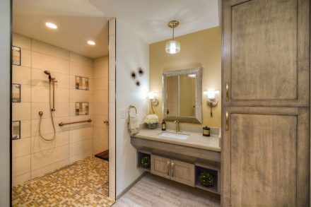CID-Awards: Special Recognition - Use of Tile for Aging in Place.New Aging in Place Shower; Scottsdale, AZ, 55+ TLC Interior Design, LLC.