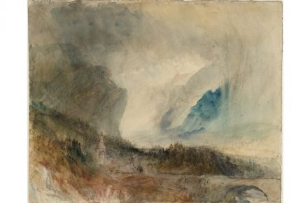 Joseph Mallord William Turner, Storm in the St Gotthard Pass. The First Bridge above Altdorf: Sample Study, ca.1844/45, Bleistift, Aquarell und Tusche auf Papier, 23.9 x 29.7 cm, © Tate, London, 2019.