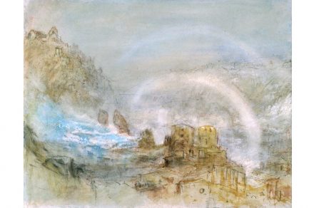 Joseph Mallord William Turner, Der Rheinfall bei Schaffhausen, Bleistift, Feder Aquarell mit Einkratzungen auf Papier, 22.8 x 29.2 cm, Sturzenegger-Stiftung. Museum zu Allerheiligen Schaffhausen.