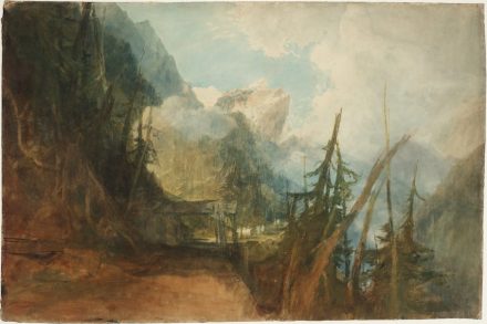 Joseph Mallord William Turner, The St Gotthard Road between Amsteg and Wassen, Looking up the Reuss Valley, ca. 1814/15, Gouache, Graphit und Aquarell auf Papier, 67.5 x 101 cm, © Tate, London, 2019.
