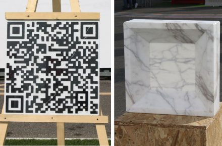 University of Rome La Sapienza: „Talkin Stone, by QRcode“ (left), „Marble Glass Block, Pietracemento“.