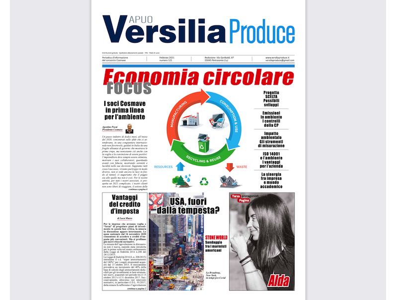 Apuo Versilia Produce, the online-magazine of Cosmave stone association from Carrara, has a report about circular economy (#121, Italian)