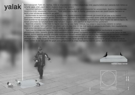Studenten, lobende Erwähnung: „Yalak“ von Tan NUHOĞLU und Saim Emircan DİNLER: die Vogeltränke greift die alte Idee der solcher Objekte in Moscheewänden auf. Im Pflaster der Stadt wird der Stein abgetreten und so zu einem Teil der Nachbarschaft.