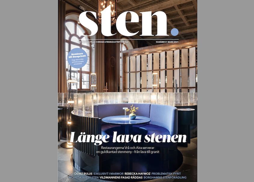 „Sten“ magazine 01/2021 has a report about natural stone in the restaurant Vrå in Göteborg (Swedish)