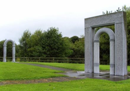 Martha Quinn: “Newgate, Rivergate“. Two limestone arches and a mini plaza.